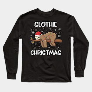 Slothie Christmas Funny Xmas Lazy Sloth Merry Slothmas Pun Long Sleeve T-Shirt